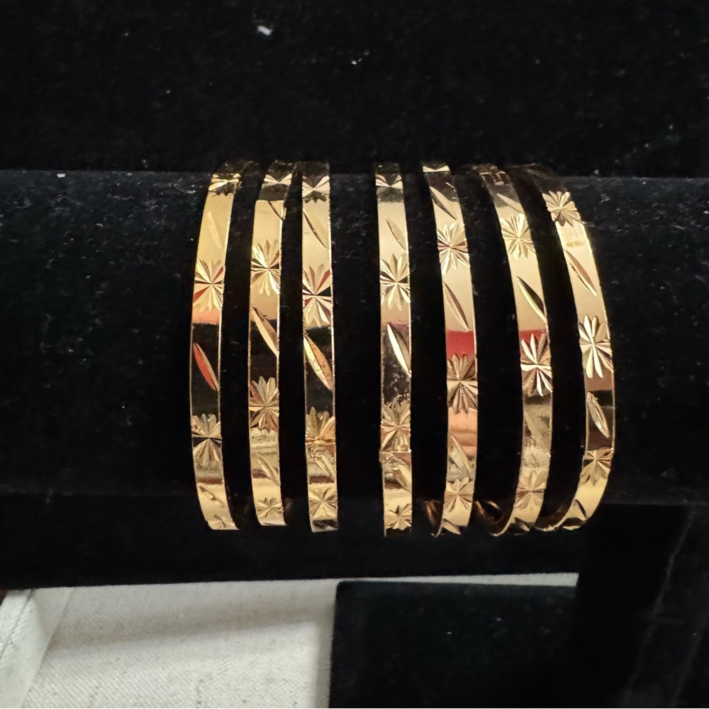 Classic Gold Stackable Bangle Bracelet Set - Picture 2 of 10